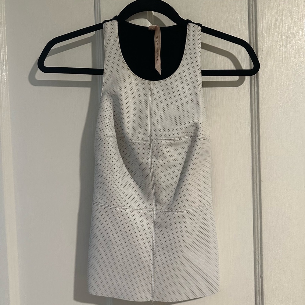 White leather racer arms top